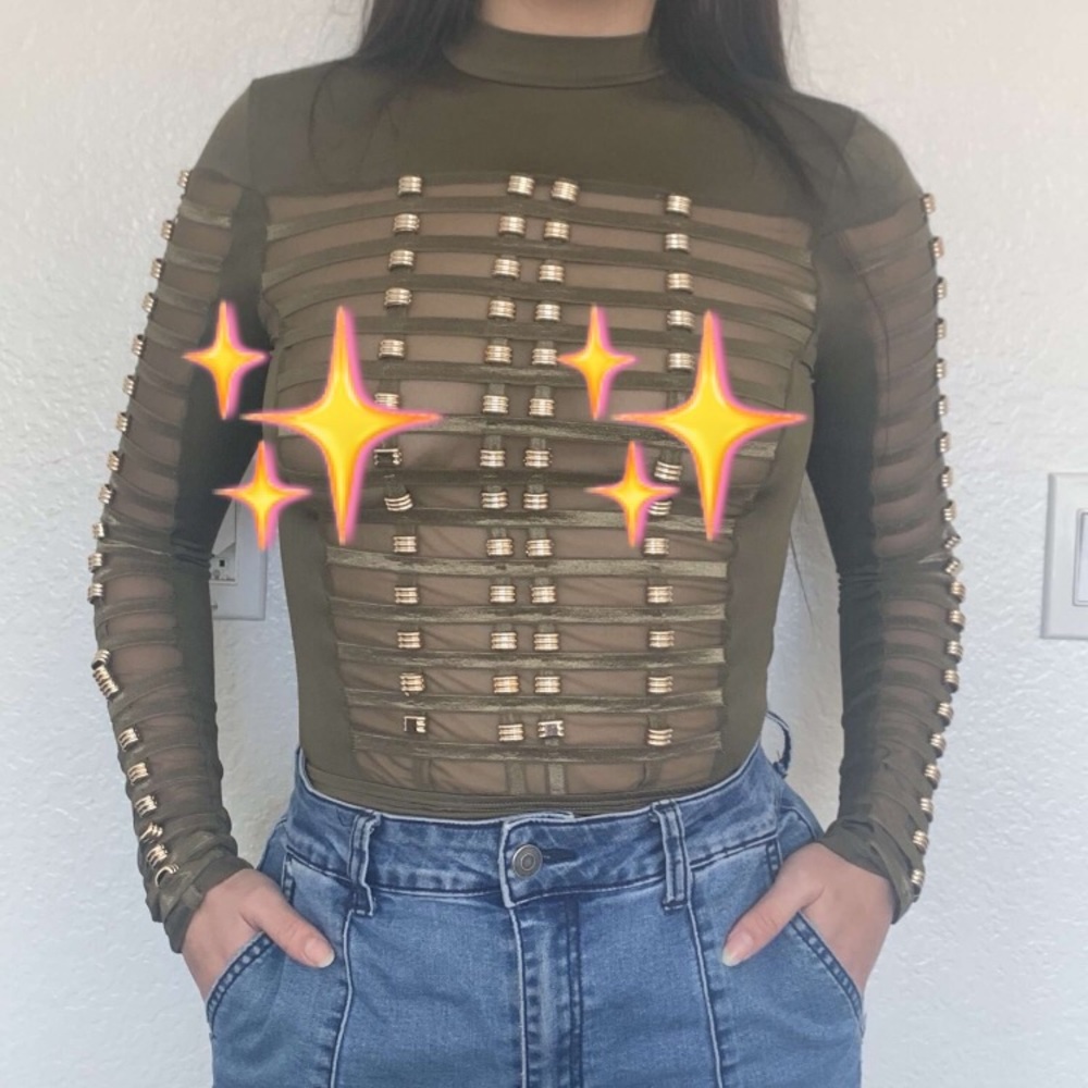 Sexy Olive Green Body Suit